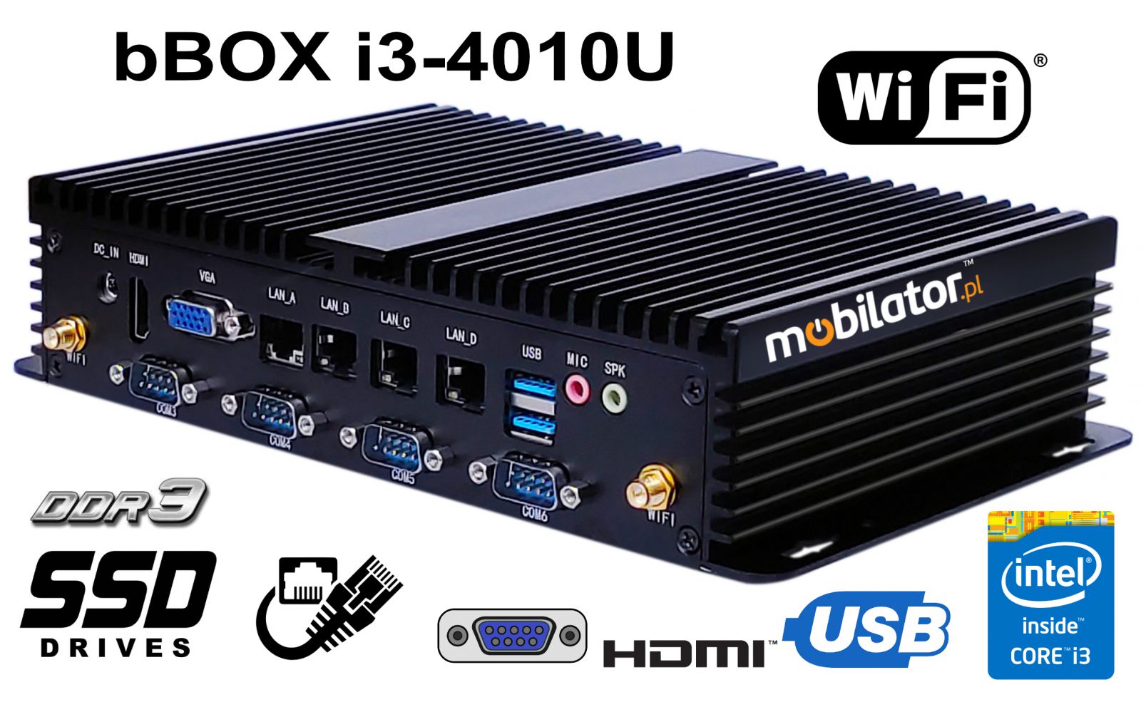 bBox 4xLan BestView Komputer przemysowy  dla zastosowa magazynowych z moduem Bluetooth WiFi 3G 4G 6x COM